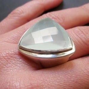 Grande Anello Serpentina Sfaccettata Silver Sterling Ring New Jade